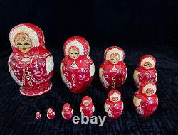 1998 Vintage 7 Tall handmade Russian Matryoshka DollSet Of 10 DollsRare set