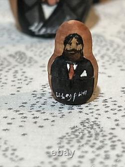 1999 Russian Nesting Doll Poets Pushkin Etc Signed 9 Pce