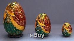 2002 Russian Nesting DOLL Girl with a Cat Hand Carved Hand Painted Artist Signed