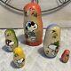 2006 Vintage Russian Made Golden Cockerel Peanuts Joe Cool Nesting Doll 5 Pce