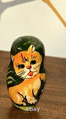 2009 Russian Signed Matryoshka Nesting Doll 7 Pce Folk Art Farm Family