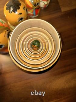 2009 Russian Signed Matryoshka Nesting Doll 7 Pce Folk Art Farm Family