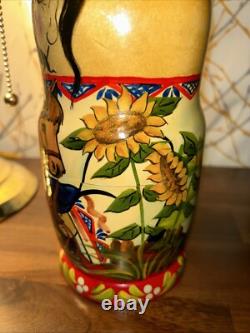 2009 Russian Signed Matryoshka Nesting Doll 7 Pce Folk Art Farm Family