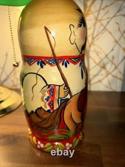 2009 Russian Signed Matryoshka Nesting Doll 7 Pce Folk Art Farm Family