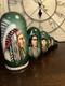 2014 Signed Golden Cockerel Native American Matryoshka Nesting Doll 7 Pce