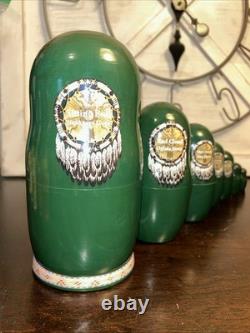 2014 Signed Golden Cockerel Native American Matryoshka Nesting Doll 7 Pce