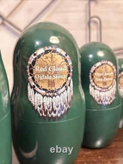 2014 Signed Golden Cockerel Native American Matryoshka Nesting Doll 7 Pce