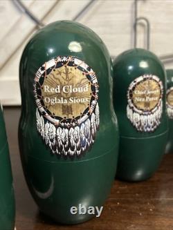 2014 Signed Golden Cockerel Native American Matryoshka Nesting Doll 7 Pce