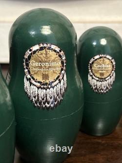 2014 Signed Golden Cockerel Native American Matryoshka Nesting Doll 7 Pce
