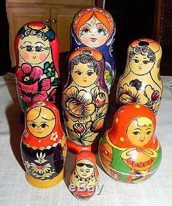 20 Piece Estate Lot Russian Wood Nesting Babushka Matryoshka Dolls Paper Labels