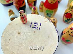 22 pieces Vintage Russian Matryoshka Wood Nesting Dolls USSR Lot Multiple Sets