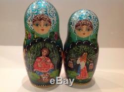 25 Pcs Vintage Russian Nesting Doll Fedoskino Style Pushkin Fairy Tailes 16