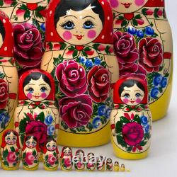 30-pc Large Matryoshka Nesting Doll, Handmade Russian Doll With Flowers, 18