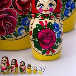 30-pc Large Matryoshka Nesting Doll, Handmade Russian Doll With Flowers, 18