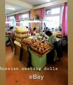 30pc Nesting Doll Matryoshka XL SET HUGE RUSSIAN DOLLS Semenov Yellow Red Flower