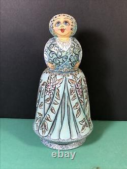 3 Piece Matryoshka Hand Painted 5.5 Tall Russian Nesting Dolls Unique Shape