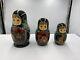 3 Piece Russian Hand Painted Nesting Doll Wooden