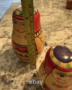 4 VTG Hand painted Authentic Ukrainian Folk Art nesting dolls Made In Ukraine