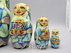 5.9 5 Pc, Jeweled Princess Hand Made Russian Matryoshka Nesting Doll Set 354