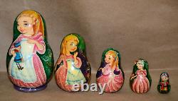 5 Pc Russian Nesting Matryoshka Doll Maybe The Nutcracker Signed'05