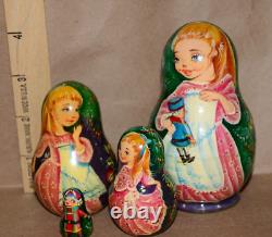 5 Pc Russian Nesting Matryoshka Doll Maybe The Nutcracker Signed'05