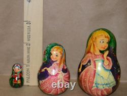 5 Pc Russian Nesting Matryoshka Doll Maybe The Nutcracker Signed'05