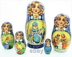 5 Poupées russes H18 exclusive Palekh peint main signé Matriochka Russians Dolls