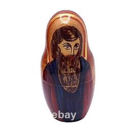 5 Russian Religious Nesting dolls Hand Painted Matryoshka Jesus Nativity Signed