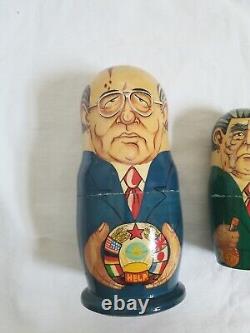 5 Vintage Past Russian Soviet Political Dictator Leaders Nesting Doll Matryoshka
