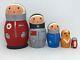 5 Pcs Russian Nesting Doll Ussr Space Program 4.7 Wooden Collectible Matryoshka