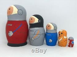 5 pcs Russian Nesting doll USSR Space program 4.7 Wooden Collectible Matryoshka