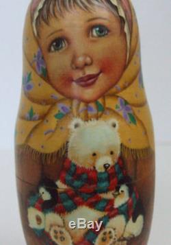 5p Handpainted Only one Russian Nesting Doll A Girl with her Toys, Ivanova