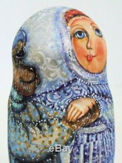 5p Handpainted Only one Russian Nesting Doll Russian Winter with All, Molotova