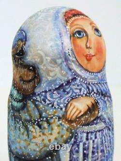 5p Handpainted Only one Russian Nesting Doll russian Winter with All, Molotova