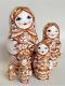 5pcs Brown Dolls Set Wooden Russian Nesting Babushka Matryoshka Hand Painted