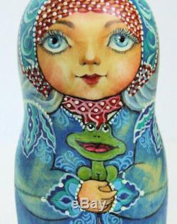 5pcs. Hand Painted Russian Nesting Doll A Story of BaBA Yaga, by Loginova