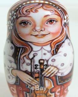 5pcs Hanpainted One of a KInd Russian Nesting Doll Little Girls by Chemeleva