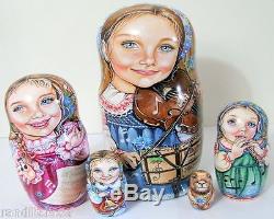 5pcs One of a Kind Russian Nesting Doll Beethoven & The Groundhog