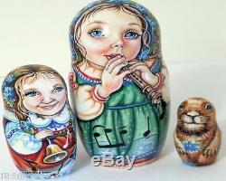 5pcs One of a Kind Russian Nesting Doll Beethoven & The Groundhog
