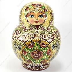6 15 Piece Set Gorgeous Russian Authentic Matryoshka Nesting Dolls 15pcs Red