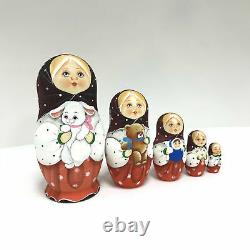 6.3 5 pieces Easter Nesting Doll Handmade Russian Matryoshka Christmas gift