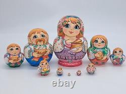 6 Art studio Nesting dolls Happy Ukrainian family Matryoshka 10 in 1 Wooden toy