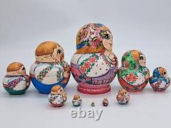 6 Art studio Nesting dolls Happy Ukrainian family Matryoshka 10 in 1 Wooden toy