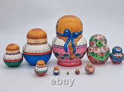 6 Art studio Nesting dolls Happy Ukrainian family Matryoshka 10 in 1 Wooden toy