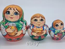 6 Art studio Nesting dolls Happy Ukrainian family Matryoshka 10 in 1 Wooden toy