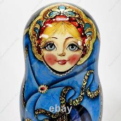 6 Author's Gorgeous Authentic Russian Traditional Matryoshka Nesting Dolls 5pcs