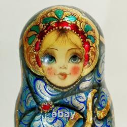 6 Author's Gorgeous Authentic Russian Traditional Matryoshka Nesting Dolls 5pcs