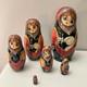 6pc Russian Authentic 6 Matryoshka Nesting Dolls Holding Cat Signed Mockba'92