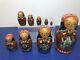 75-7 Vintage Artist Made Russian Nesting Counting Doll 9 Piece Hand Painted R
