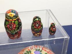 75-7 Vintage Artist Made Russian Nesting Counting Doll 9 Piece Hand painted R